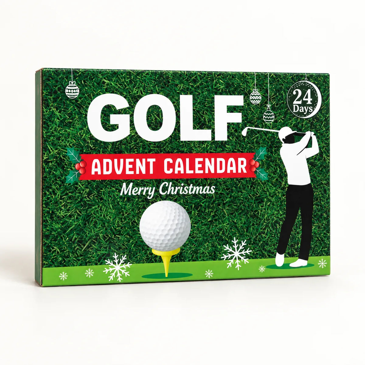 Fronte del calendario dell'Avvento golf: GOLF Advent Calendar, Merry Christmas, 24 Days